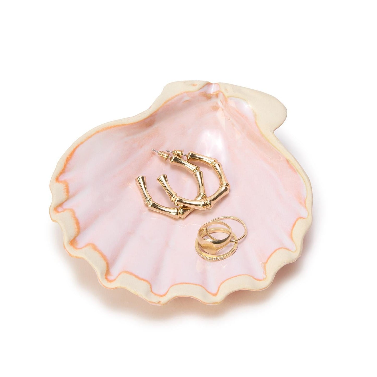 Design Shop Artisanal Reactive Glaze Shell Tidbit Dish / Tray - Stoneware, Set of 3.