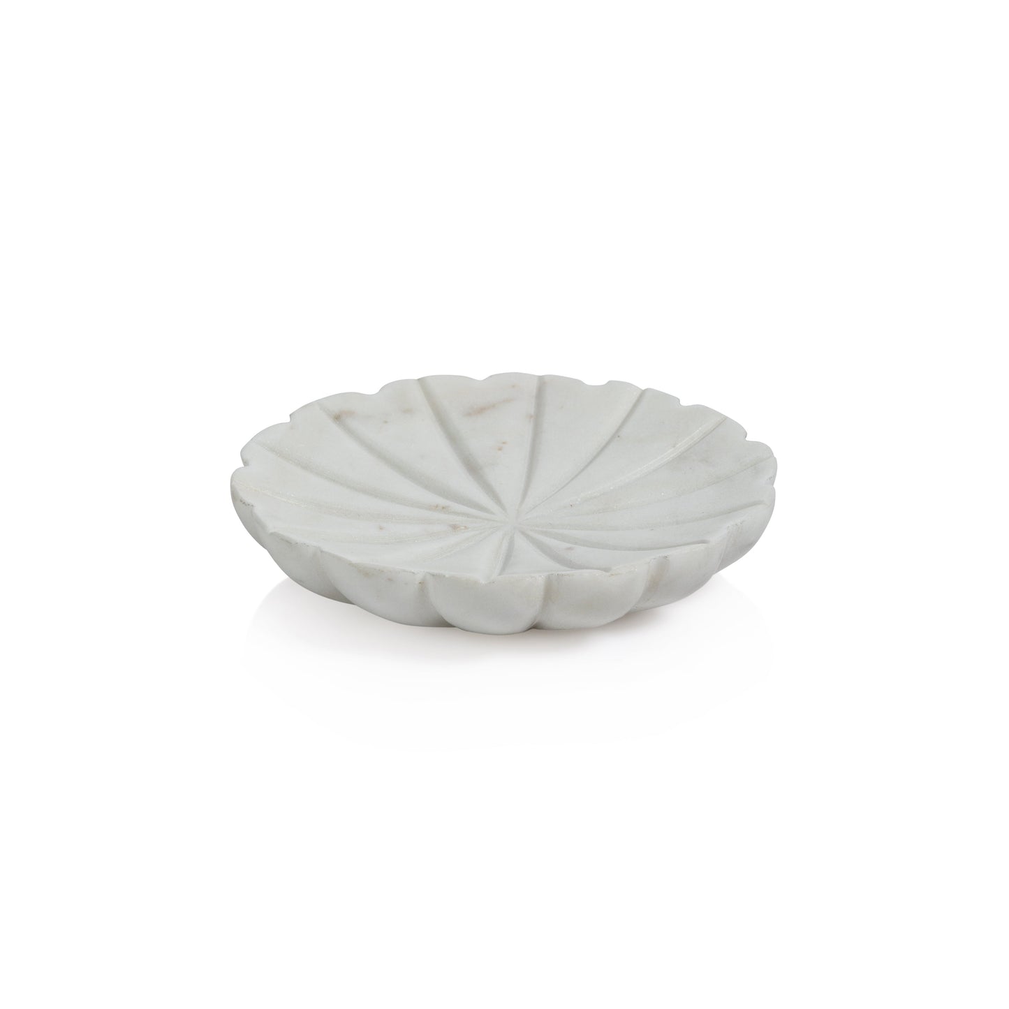 Zodax Kara 2-Piece Flower Marble Decorative Dish Set, White, White