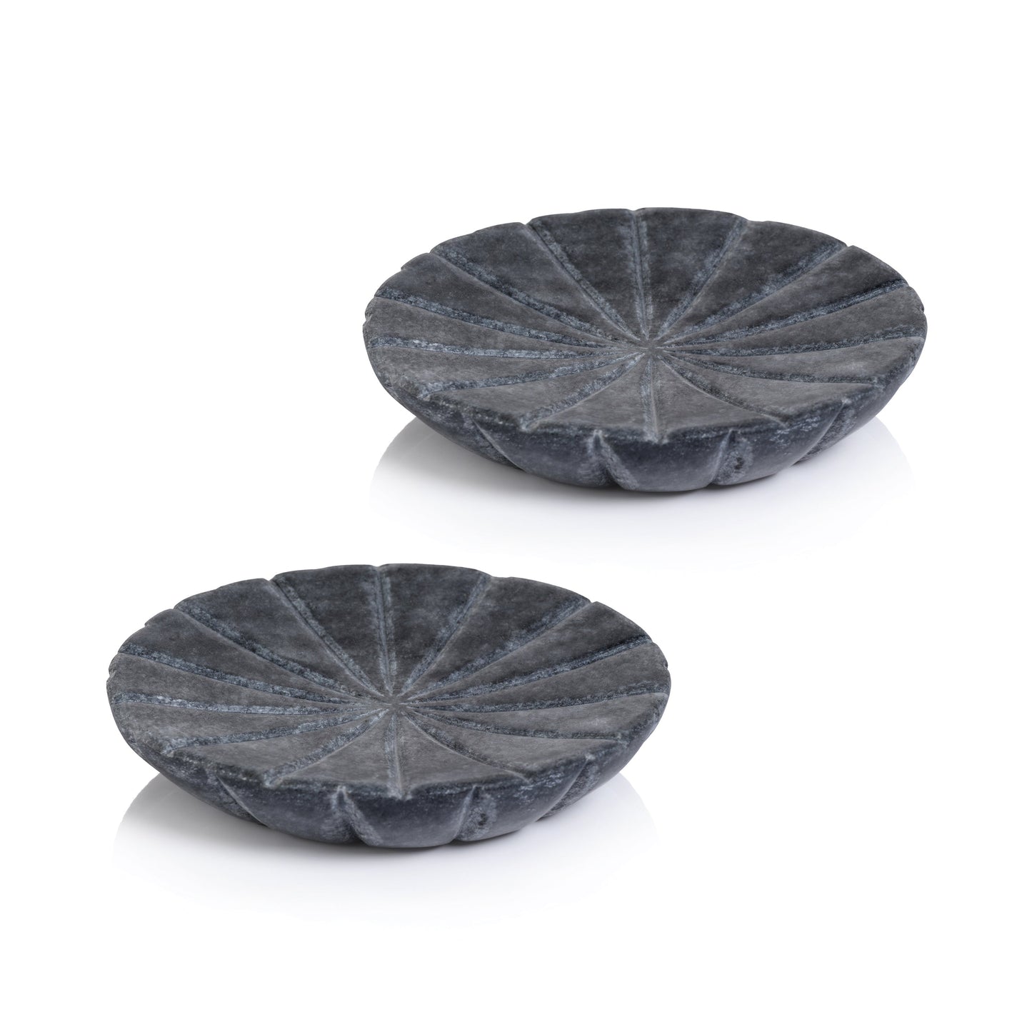 Zodax Kara 2-Piece Flower Marble Decorative Dish Set, Gray, Gray