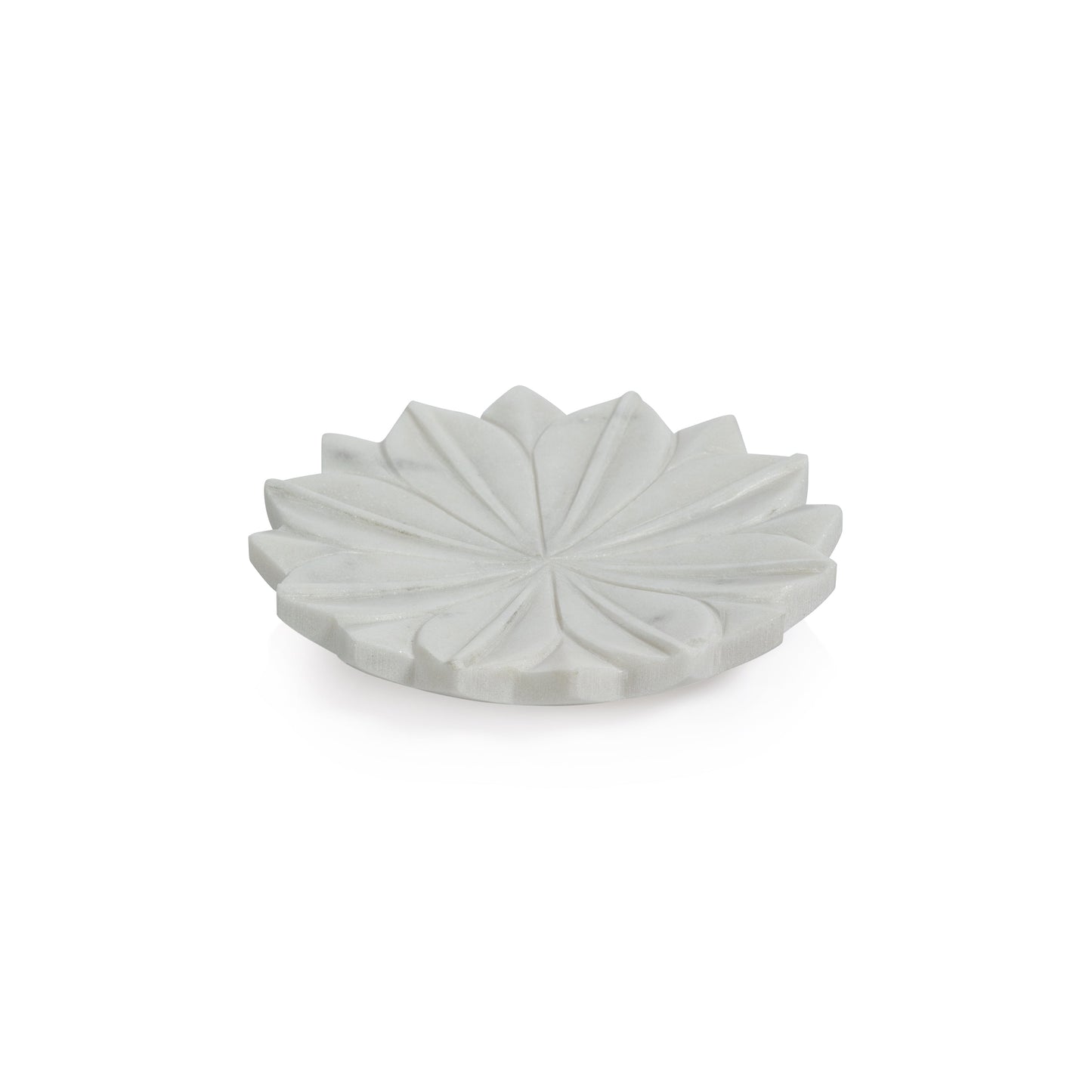 Zodax Kara 2-Piece Lotus Marble Decorative Dish Set, White