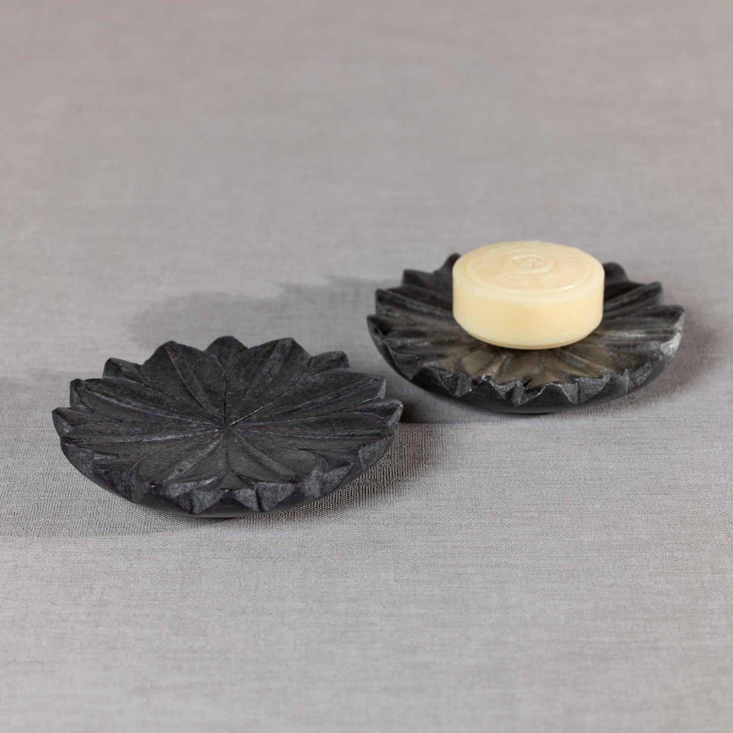 Zodax Kara 2-Piece Lotus Marble Decorative Dish Set, Gray