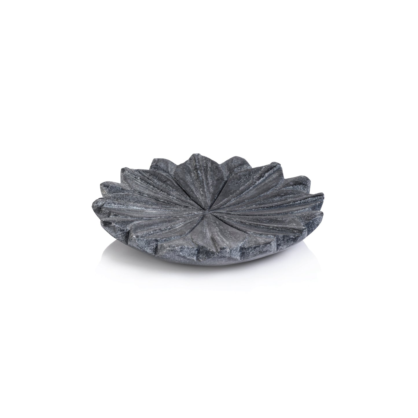 Zodax Kara 2-Piece Lotus Marble Decorative Dish Set, Gray