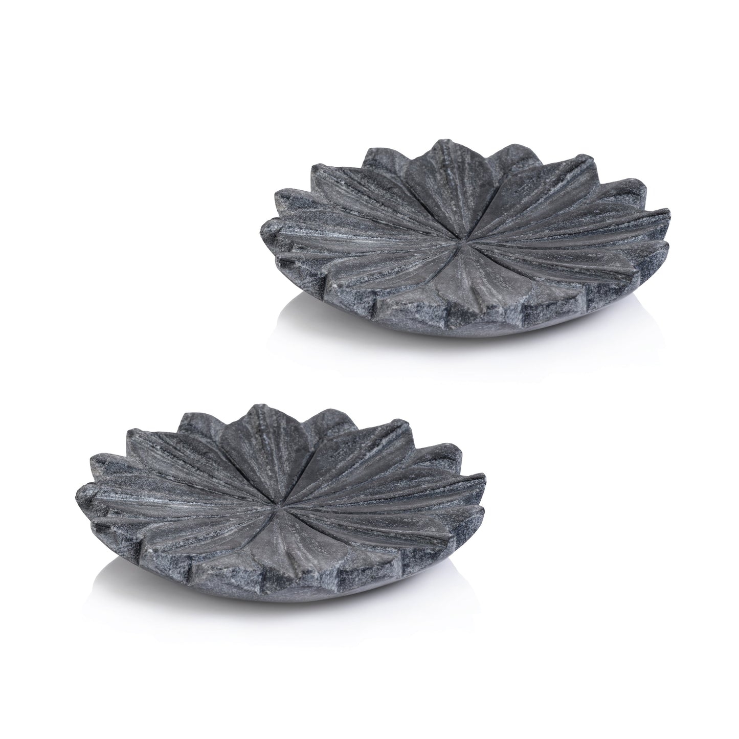 Zodax Kara 2-Piece Lotus Marble Decorative Dish Set, Gray